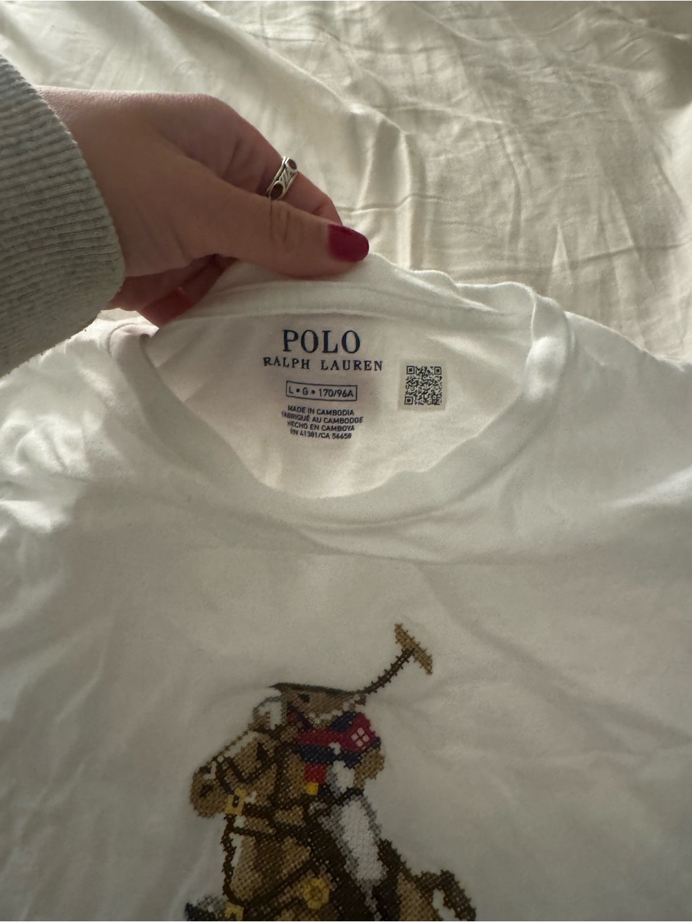 Ralph Lauren White Polo Bear Graphic Tee Size Large - Picture 4 of 4
